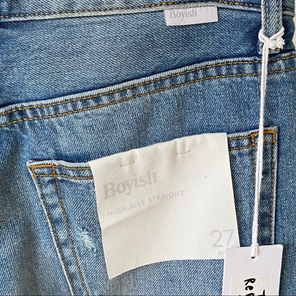 NWT Boyish Tommy High Rise Straight Leg Distressed Boyfriend Jeans Size 27 - Picture 15 of 16